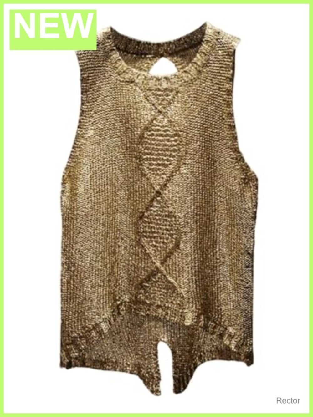 Shiny Cable Knit Sweater Vest Asymmetrical Sleeveless Knit Tops Summer